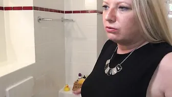 Naughty German housewife playing in her bathroom