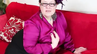 Huge breasted British mature BBW playing all by herself