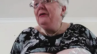 Big breasted British granny playing with herself