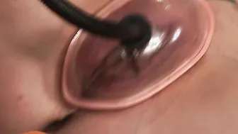Naughty housewife playing with her dildo and pussypump