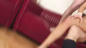 This hot fucking babe takes on two old cocks