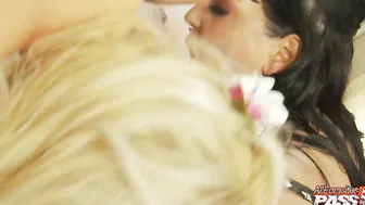 Busty pornstars milking a cock