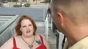 Fat Brunette Sizes Up the Cock