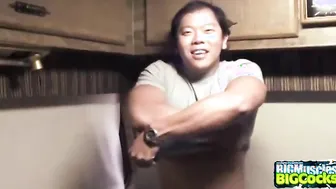 Cute Asian Jerking Off In the Kitchen