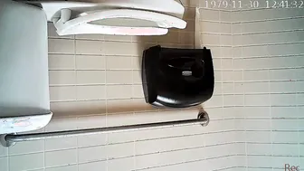 cute girl pees in public restroom american wc
