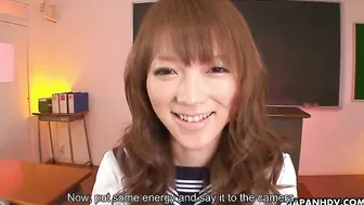 Hottie Japanese student seduces a young man