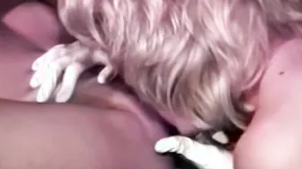 Blonde lesbian takes two toys in her tight pussy and ass 2