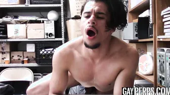 Young latino hunk cums after riding raw police BBC