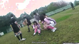 Japanese soccer cunt with mouth getting multiple dicks