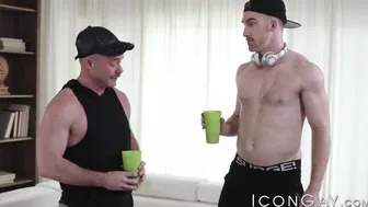 Handsome jock Nick Fitt bareback fucking blonde gay after BJ