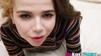 Lascivious stepsis becomes jizz eating machine after cowgirl