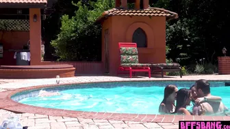 Teen swimmers celebrating on a big cock
