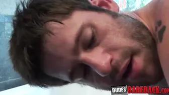 Older dude Jake Marshall drills hot stud in a bathroom