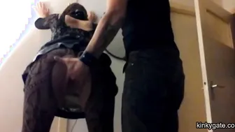 cruel whipping in crotchless outfit