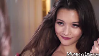 Lesbian MILF making strapon love with gorgeous stepdaughter