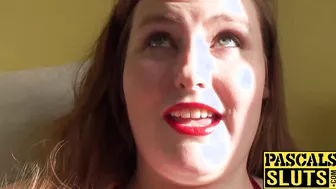 Cute BBW slut Mea Malone masturbates and sucks big dick