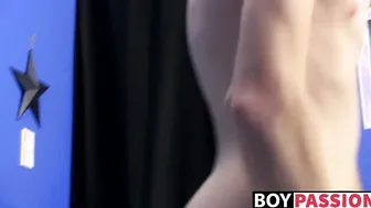 Cute horny twink Dennise likes stroking while on the phone