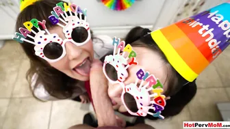 Mature mom and sis gave BJ for birthday