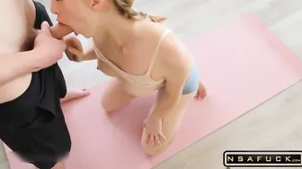 He Fucked my Pussy after Yoga Class Cumshot on Boobs