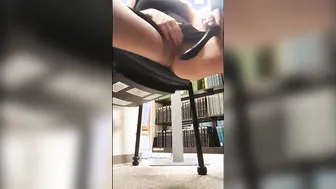 Using a dildo in college library 6