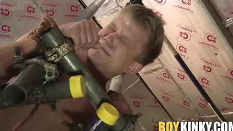 Bubble butt of Chris is waxed and brutally anal fucked hard