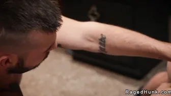 Gays suck and anal fuck at movie night indoor