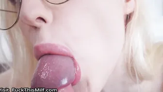 Cute Petite Blonde in Glasses got Shaking Orgasm