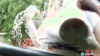 Busty Babe Millie Marks' Boobs Get Wet And Soapy In Carwash