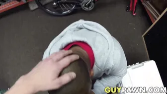Black dude hardcore ass fucked in spitroast 3way in pawnshop 2