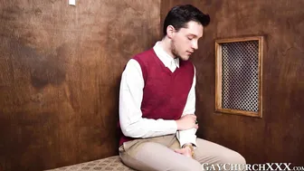 Sinful twink bareback drilled by priest in confession booth