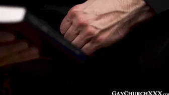 Horny twink pounded hard bareback instead of confessing sins