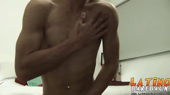 Latino twink jerking off until her cums all over the place