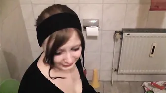Chubby dressed German women gets pissed on and sucks