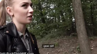 Amateur Czech chick shows talents of her mouth and pussy in public 3