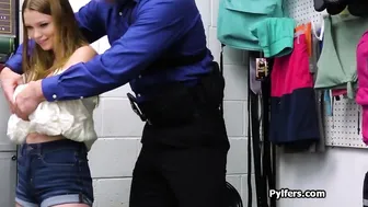 Busted porn video – Braless cutie throats officers dick