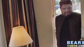 Chubby cub and hairy bear ass fuck in a cheap motel room