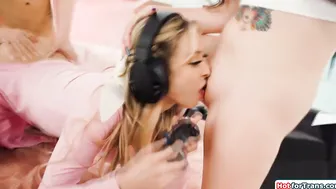 Gamer roommates distracted by tgirl cock