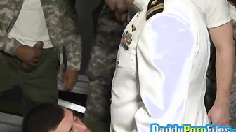 Army orgy with plenty of high ranking hunks going in as well