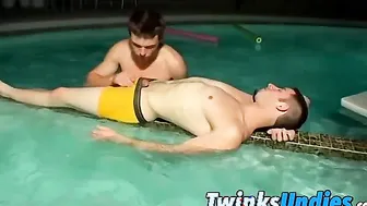 Zack and Mike jacking off by the Pool with their uncut cocks 2