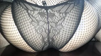 natalie show on her big ass in black bodystocking before date