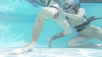 Minnie Manga eats huge cock underwater