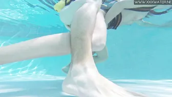 Minnie Manga eats huge cock underwater