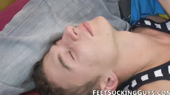 Cute guys ass gets pounced while he is feasting on feet