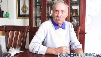Lucky grandpa stuffs a sweet teens tight pussy with his dick