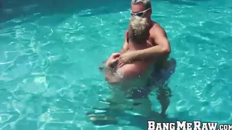 Studs fucking bareback after having fun at the pool