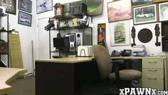 Tiny cutie with big booty doggystyled in the pawnshop