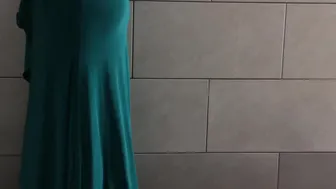 candid ass in longe tight blue dress