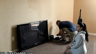 Curvy Latina wife cheats on her husband with the cable guy 2