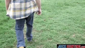 Village jock gets his ass worked by hunky homo outdoors