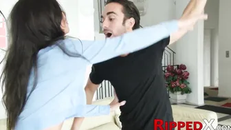 Naughty teen pussy smashed for stealing stepbros cigarette